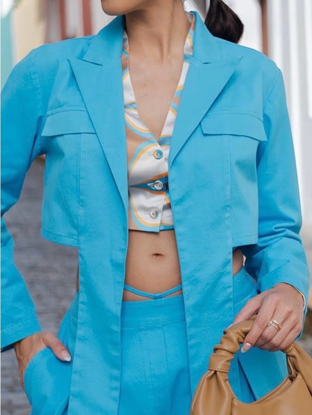 NWT The Drop Cropped Blazer in Blue Size‎ Medium